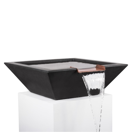 The Outdoor Plus 30 Square Maya Water Bowl - GFRC Concrete - Black - OPT-30SWO-BLK